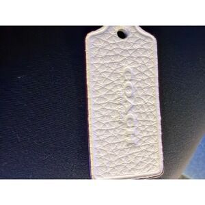 Coach Leather Hangtag White Pebbled Gold Logo Keychain Fob NWT